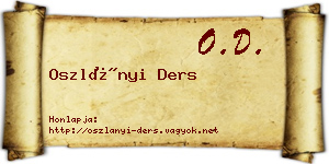 Oszlányi Ders névjegykártya